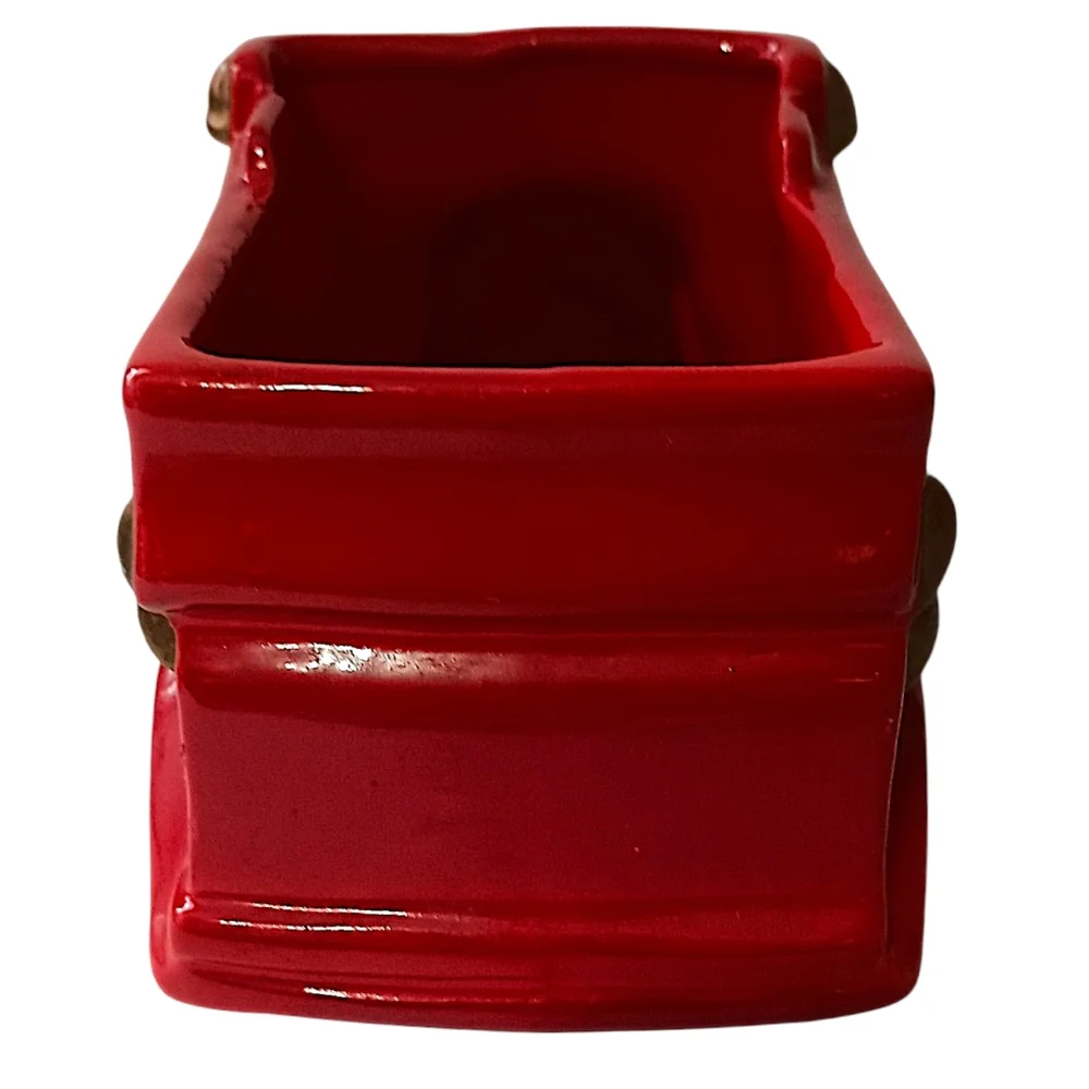 Vintage Fire Truck Planter Ceramic Red Kids Room Firetruck Nursery Decor Storage